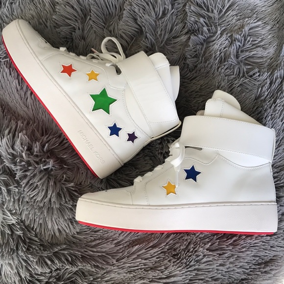 Michael Kors Shoes - Michael Kors Trent rainbow stars high top 8M